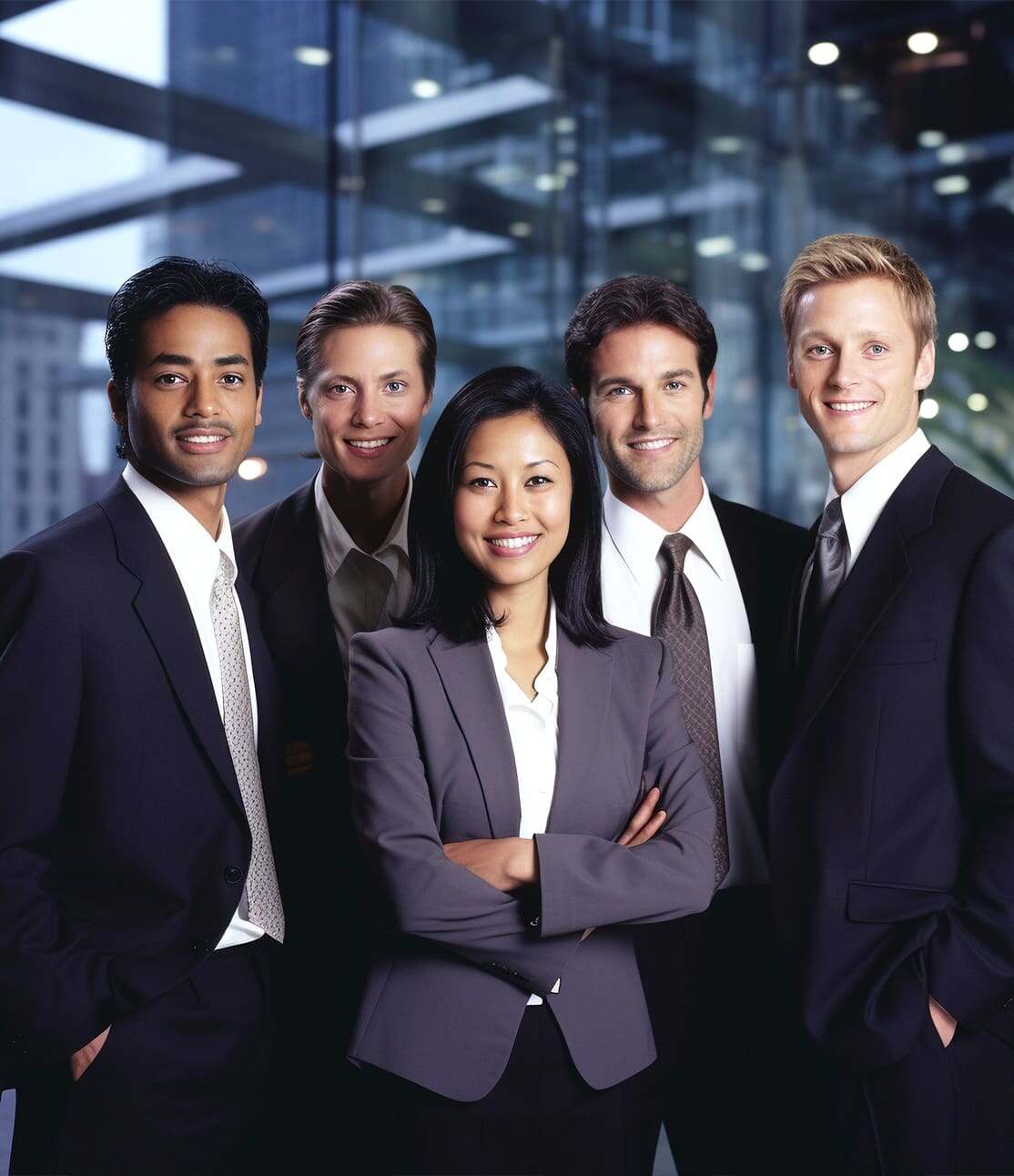 Diverse team of business professionals in a modern office