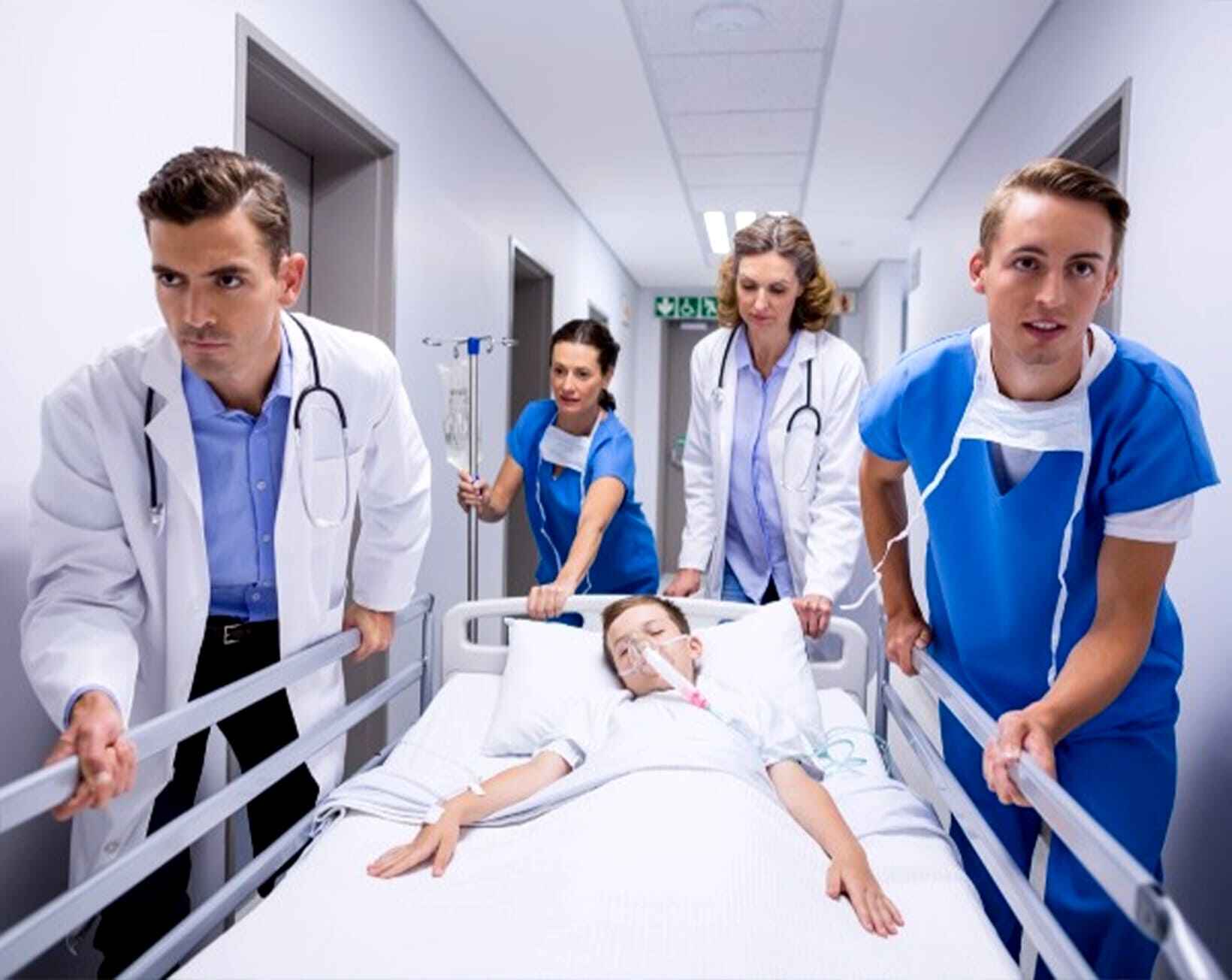 Medical team providing emergency care, highlighting quick response and patient support in critical situations