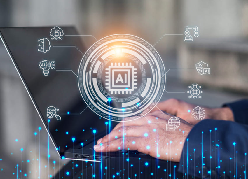 AI technology enhancing digital marketing strategies on a laptop